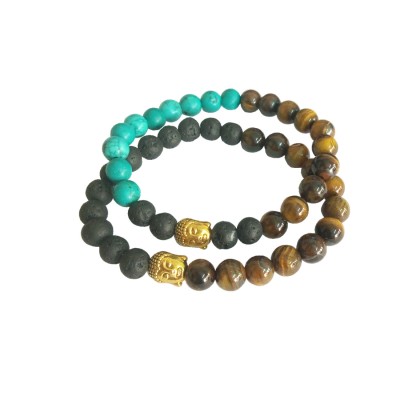 Buddha Face Yoga Healing Semi Precious Stone Bracelet Combo